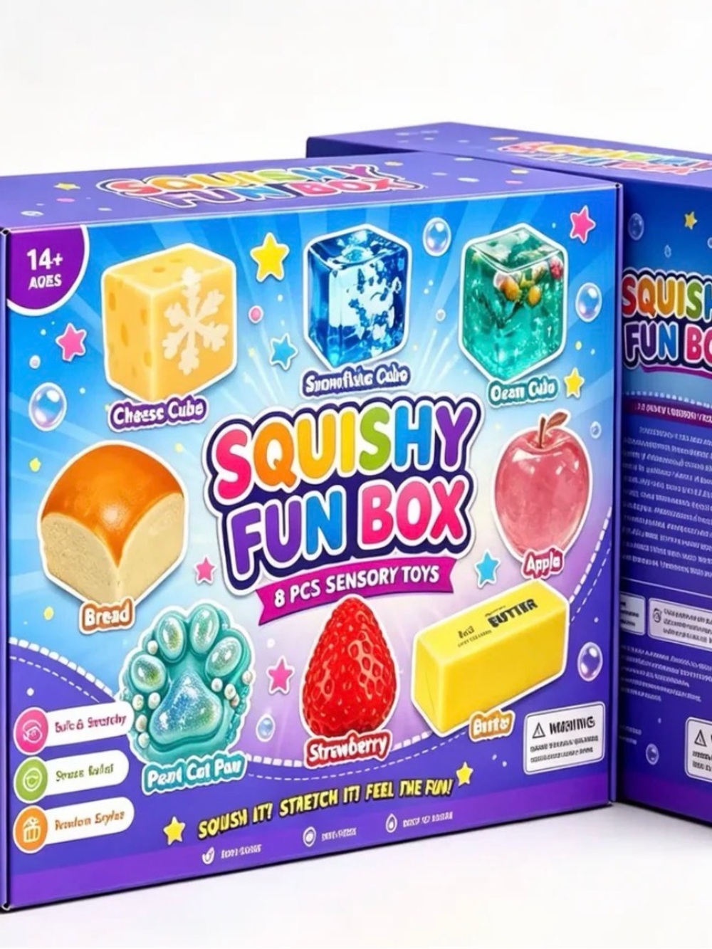 Squishy Fun Box 8-Piece Sensory Toy Set - Multicolor